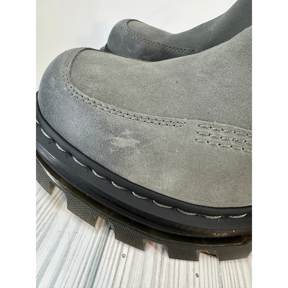 Dr.Martens Corran Chelsea Waxy Boots Grey Suede Heeled Platform Lug Sole Wmns 10